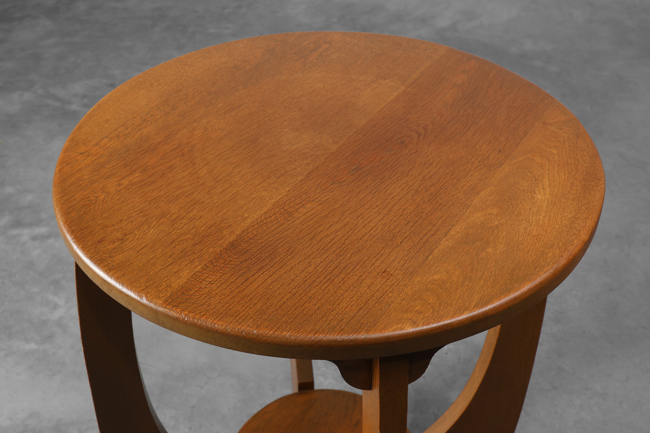Amsterdamse School Oak round Side Table, The Netherlands, ca. 1920thumbnail